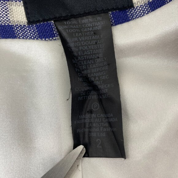 Smythe Plaid Brown Leather Linen Blazer 2 - Picture 6 of 10